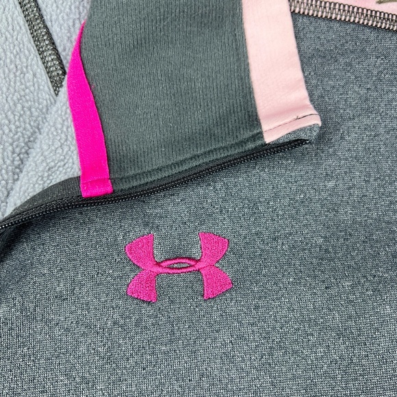 Under Armour Sweater Womens Small Gray Power In Pink Camo Half Zip Pullover - Picture 4 of 16